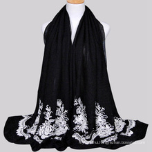 Nice Coloured big size chinese supplier yiwu city cheap embroidered scarf and shawel for women